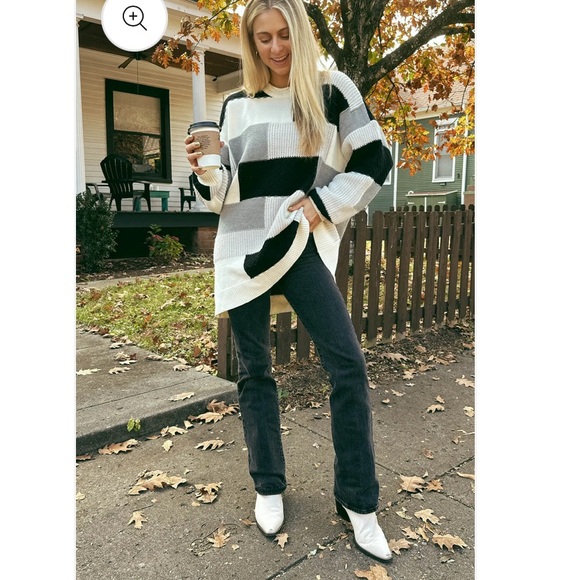 Show Me Your MuMu Ember Tunic Sweater in Gray Patchwork Knit Size Small NWT - Picture 2 of 8